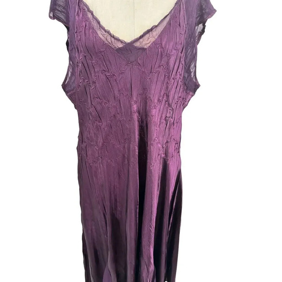 Komarov Purple Crinkle Cap Sleeve Pleat Maxi Dress Plus‎ Size 2X - Picture 3 of 10